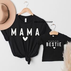 Mama And Mini Bestie Shirts, Matching Mother Daughter Outfits, Cotton Tees